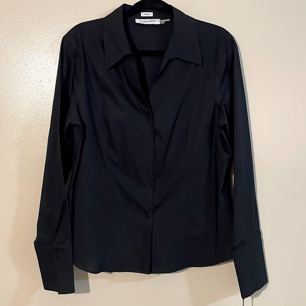 New Beautiful Black Designer Long Sleeve Blouse by Calvin Klein
